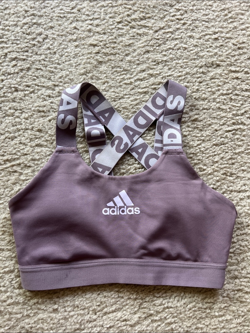 adidas Mauve/Pink Women’s Sports Bra with Branded Cross Straps